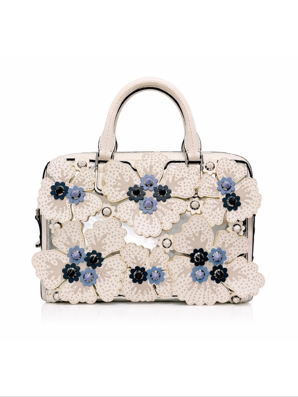 Rare Henri Bendel White Floral Appliqué Satchel - Limited Edition